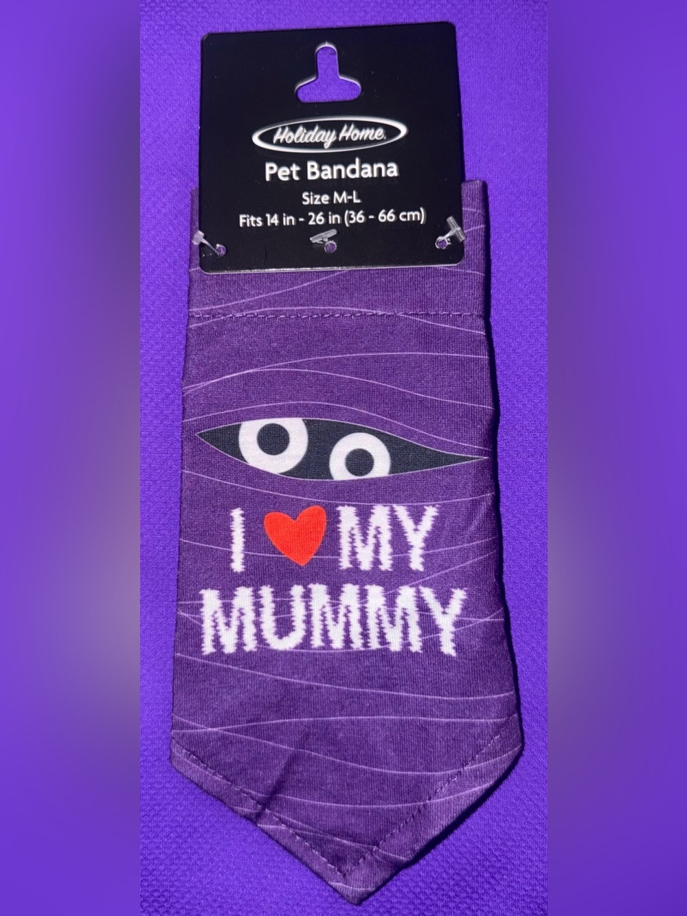 🐾 Purple 'I ♥ My Mummy' Pet Bandana - Size M-L